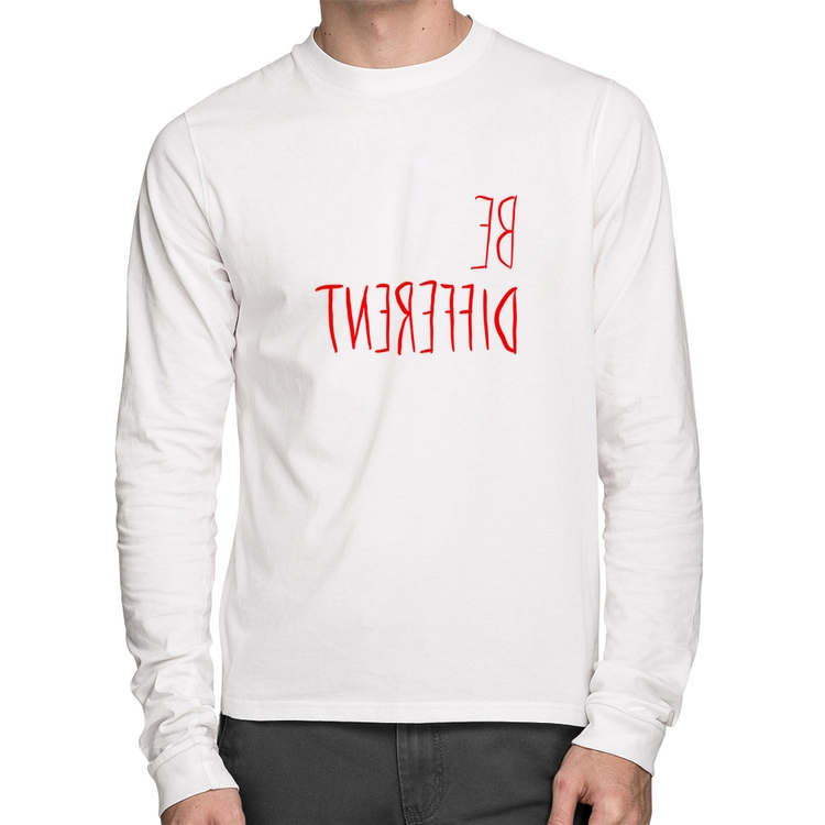 Camiseta Algodão Be Different (Seja diferente) Manga Longa - Branca