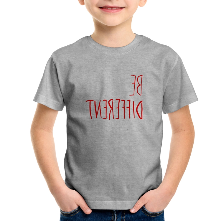 Camiseta Infantil Be Different (Seja diferente) - Cinza