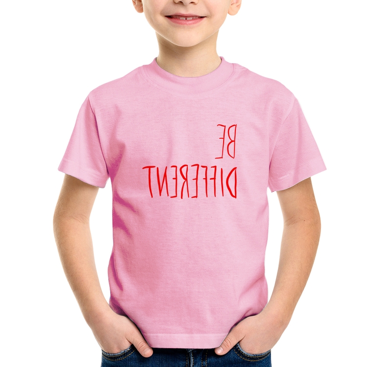 Camiseta Infantil Be Different (Seja diferente) - Rosa Bebê