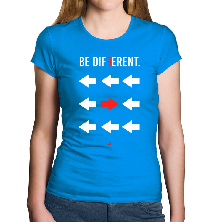 Baby Look Algodão Be Different - Azul