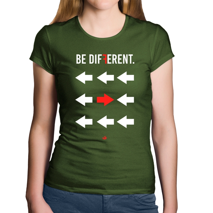 Baby Look Algodão Be Different - Musgo