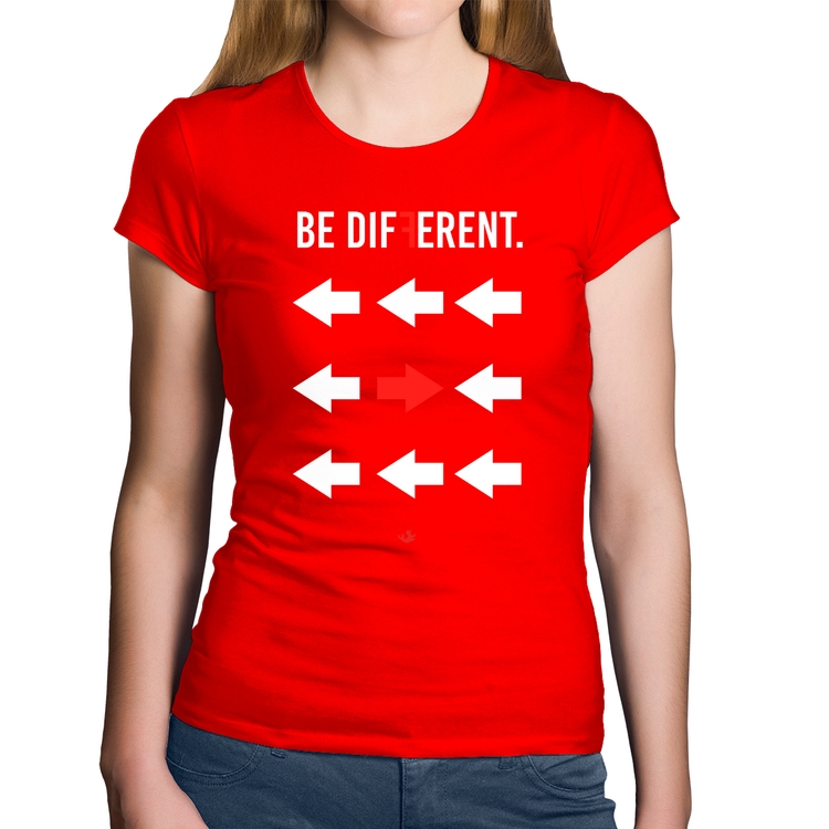 Baby Look Algodão Be Different - Vermelha