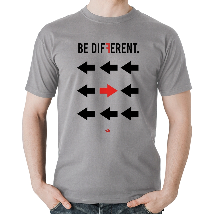 Camiseta Algodão Be Different - Cinza