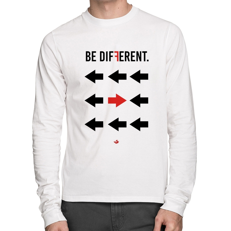 Camiseta Algodão Be Different Manga Longa - Branca