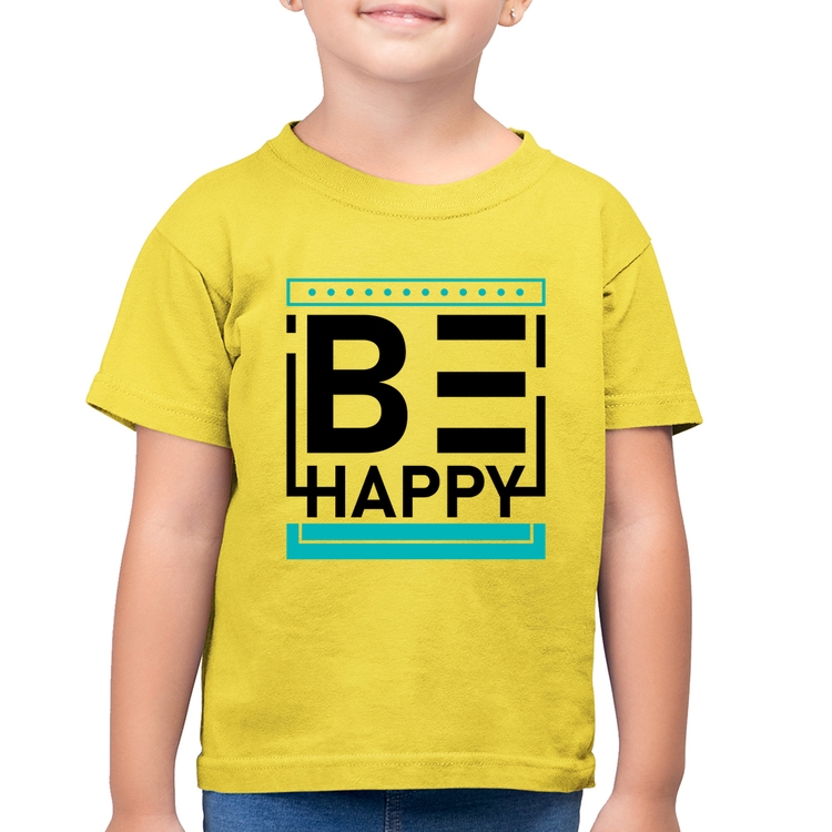 Camiseta Algodão Infantil Be Happy - Amarelo Canário