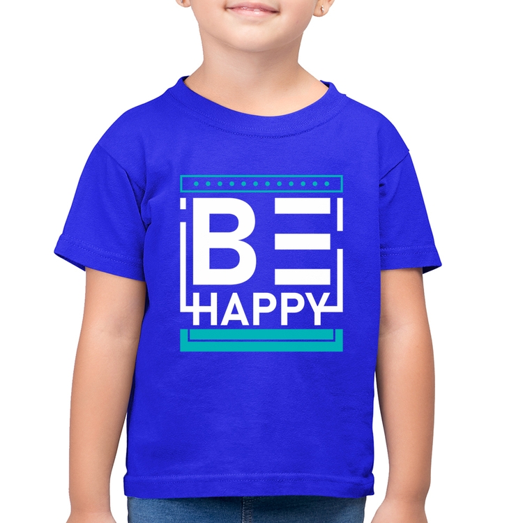 Camiseta Algodão Infantil Be Happy - Azul Royal