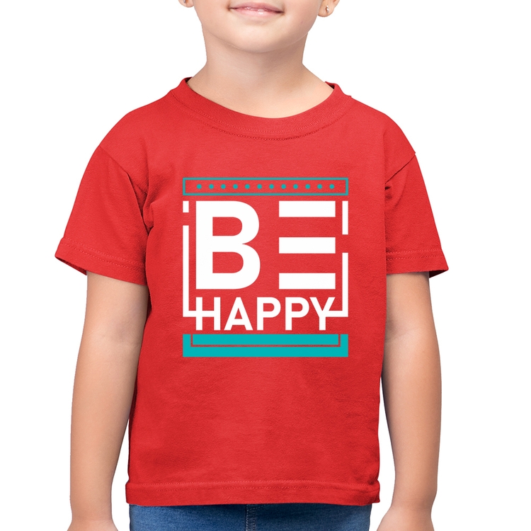 Camiseta Algodão Infantil Be Happy - Vermelha