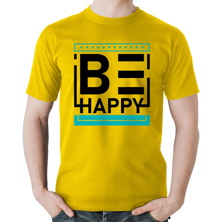 Camiseta Algodão Be Happy - Amarela