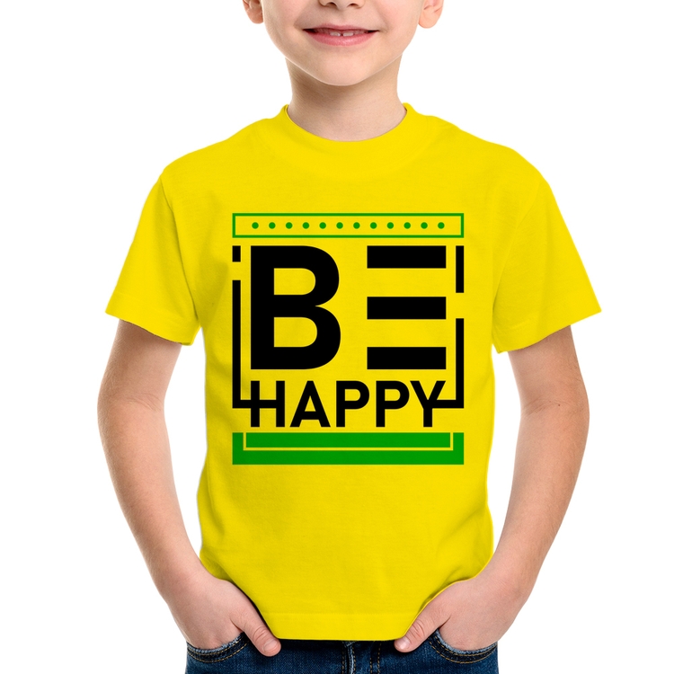 Camiseta Infantil Be Happy - Amarela