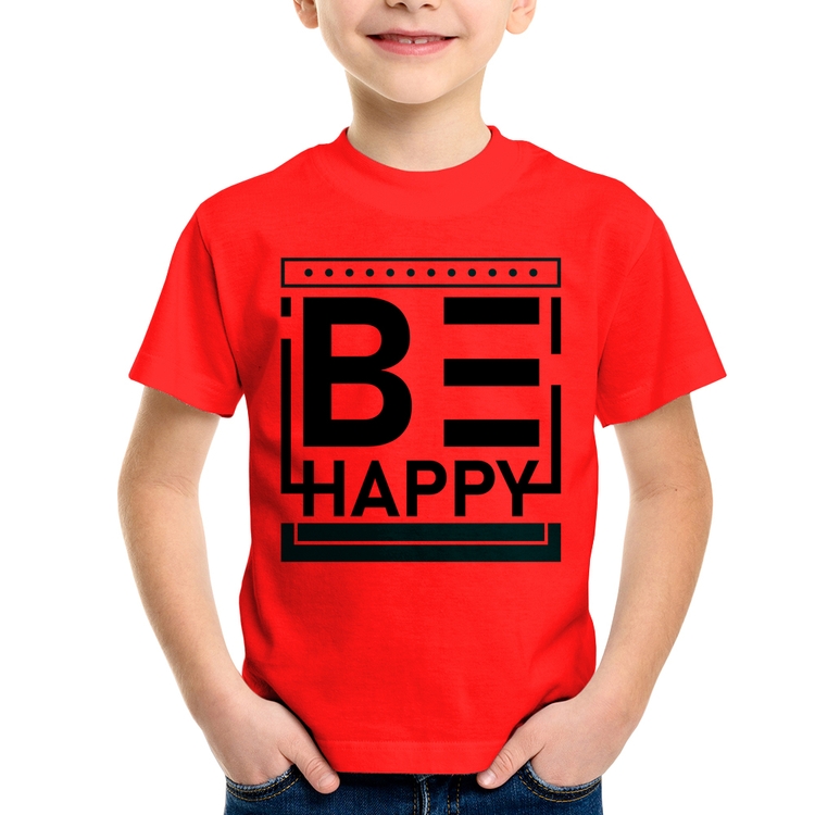 Camiseta Infantil Be Happy - Vermelha