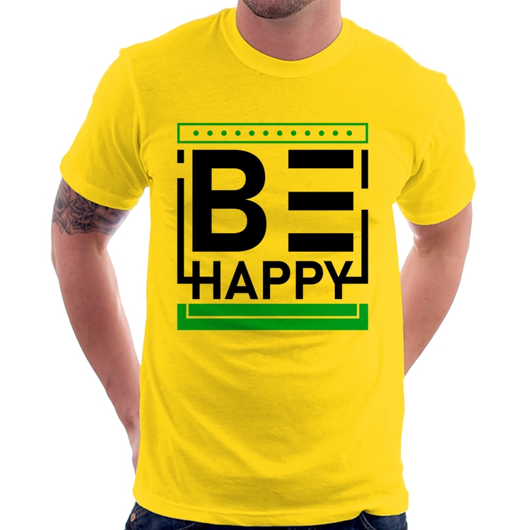 Camiseta Be Happy - Amarela
