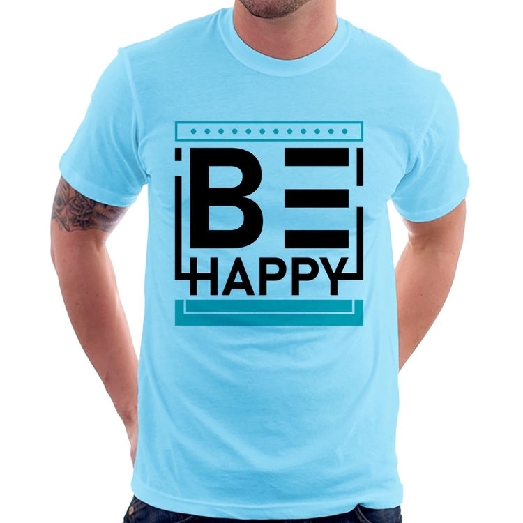 Camiseta Be Happy - Azul Bebê