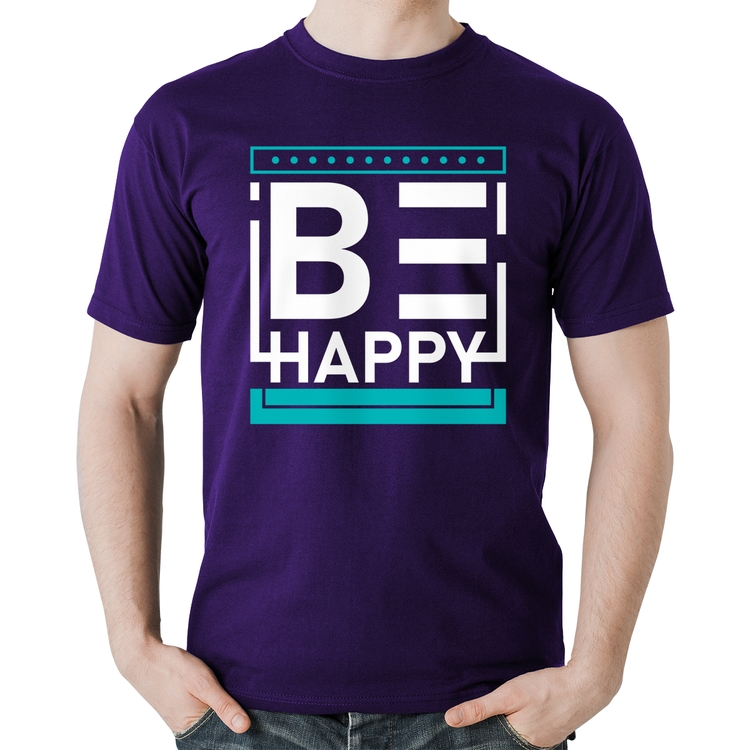 Camiseta Algodão Be Happy - Roxa