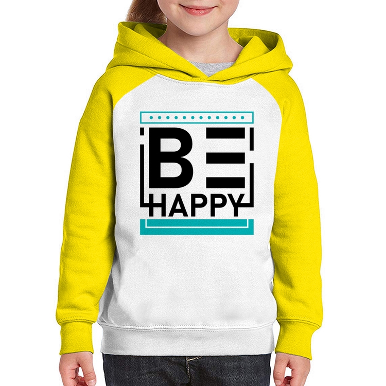 Moletom Infantil Be Happy - Branco/Amarelo