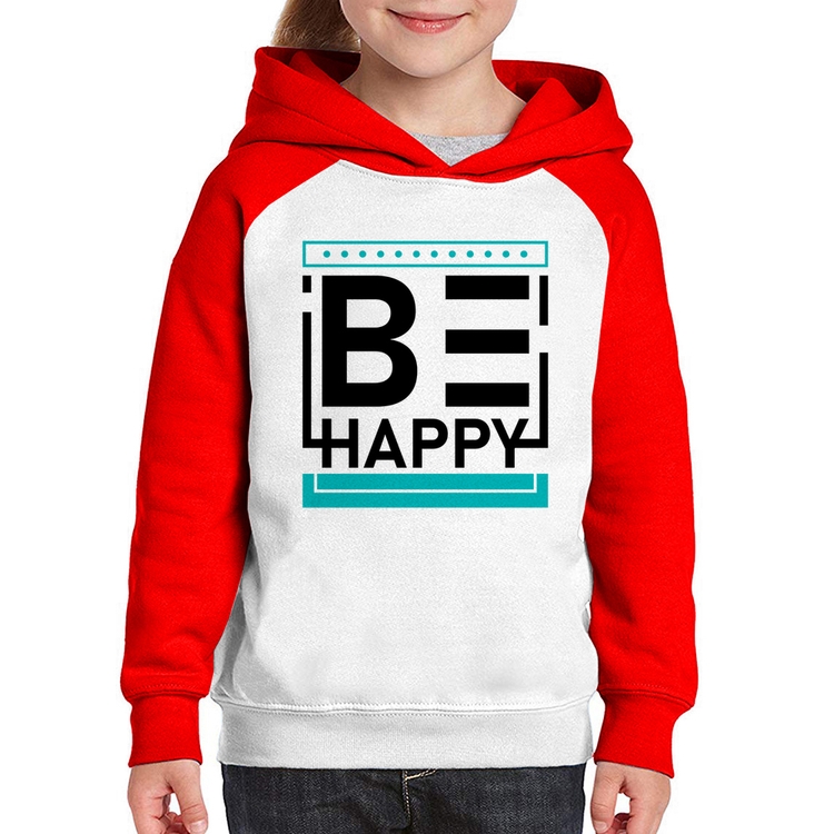 Moletom Infantil Be Happy - Branco/Vermelho