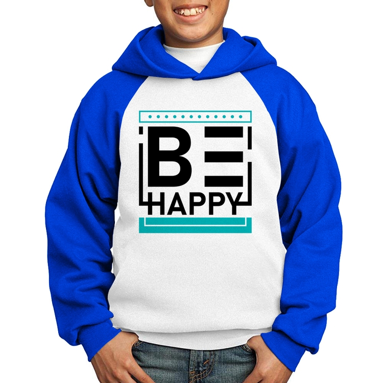 Moletom Infantil Be Happy - Branco/Azul