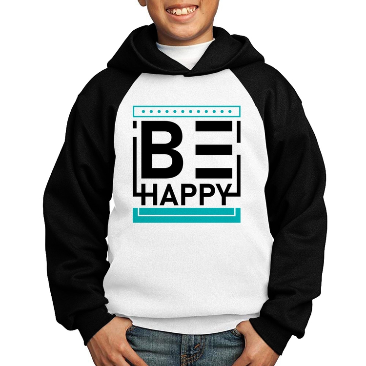 Moletom Infantil Be Happy - Branco/Preto