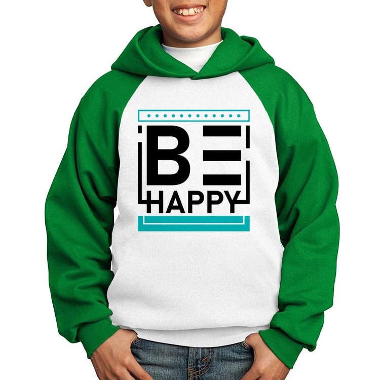 Moletom Infantil Be Happy - Branco/Verde