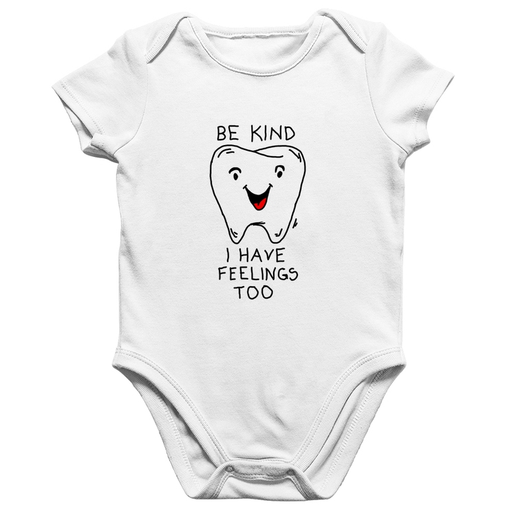Body Bebê Algodão Be Kind I have feelings too - Branco