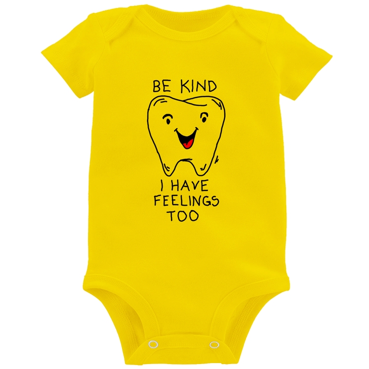 Body Bebê Be Kind I have feelings too - Amarelo