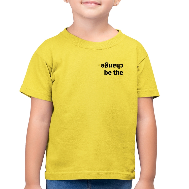 Camiseta Algodão Infantil Be the change - Amarelo Canário