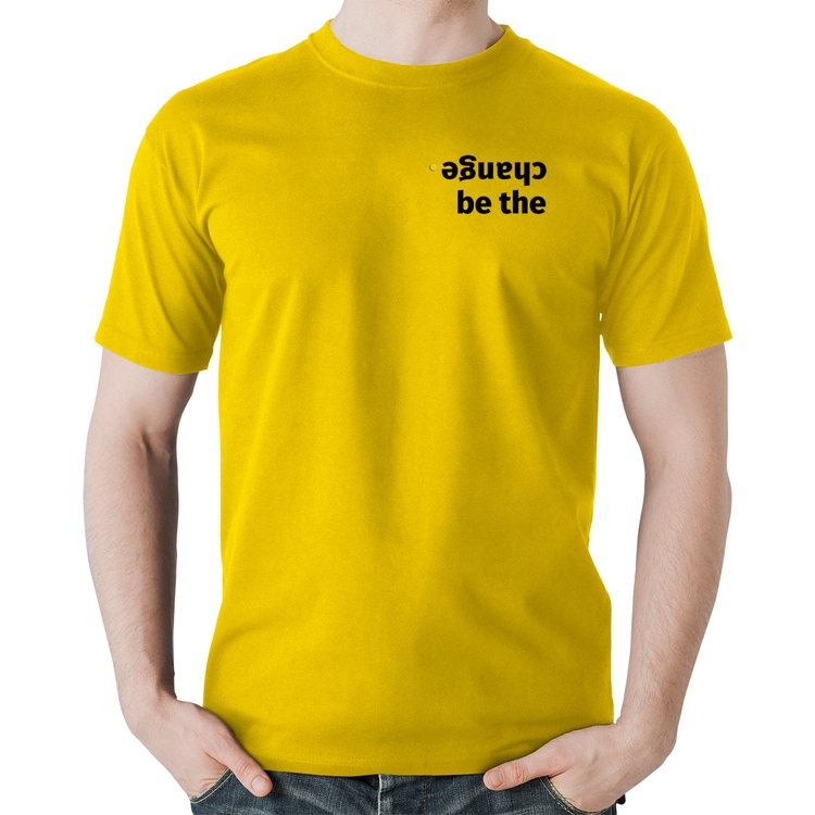 Camiseta Algodão Be the change - Amarela