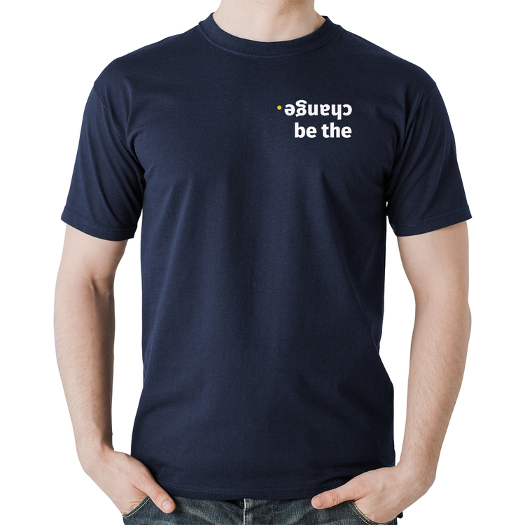 Camiseta Algodão Be the change - Marinho