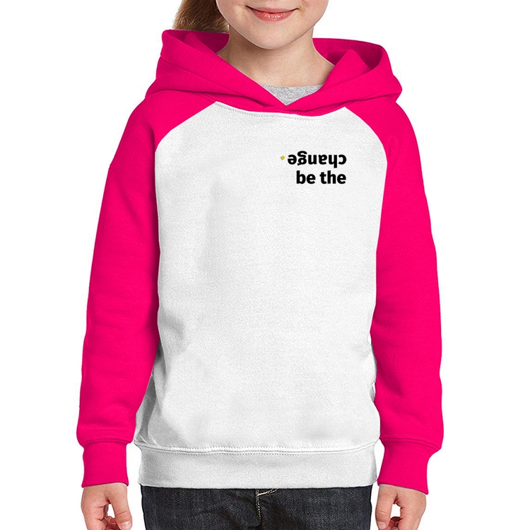 Moletom Infantil Be the change - Branco/Rosa