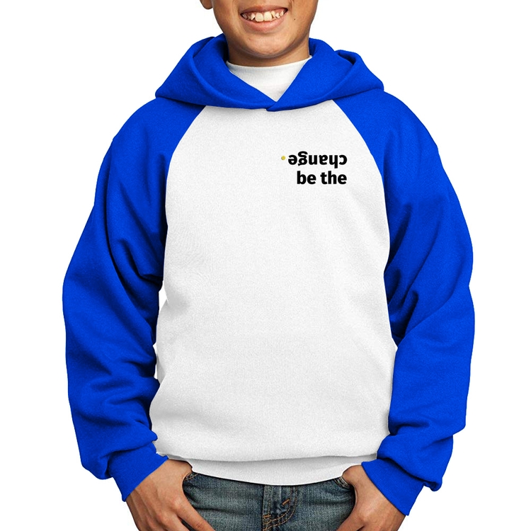 Moletom Infantil Be the change - Branco/Azul