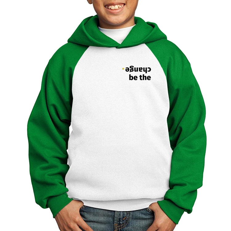 Moletom Infantil Be the change - Branco/Verde