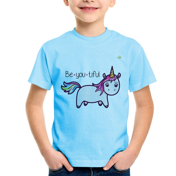 Camiseta Infantil Be You Tiful - Azul Bebê