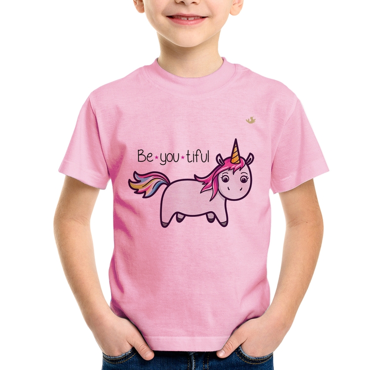 Camiseta Infantil Be You Tiful - Rosa Bebê