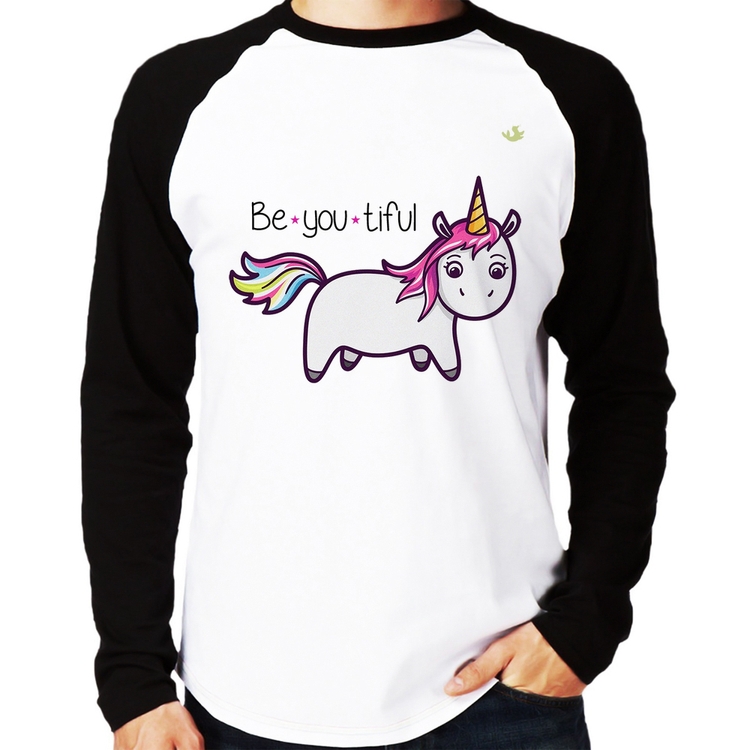 Camiseta Raglan Be You Tiful Manga Longa