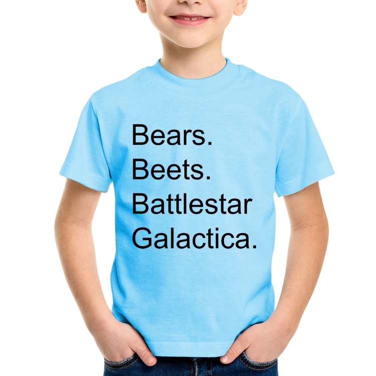 Camiseta Infantil Bears. Beets. Battlestar Galactica. - Azul Bebê
