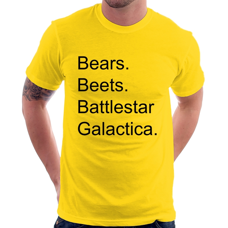 Camiseta Bears. Beets. Battlestar Galactica. - Amarela