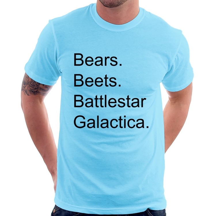 Camiseta Bears. Beets. Battlestar Galactica. - Azul Bebê