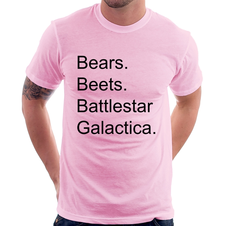 Camiseta Bears. Beets. Battlestar Galactica. - Rosa Bebê