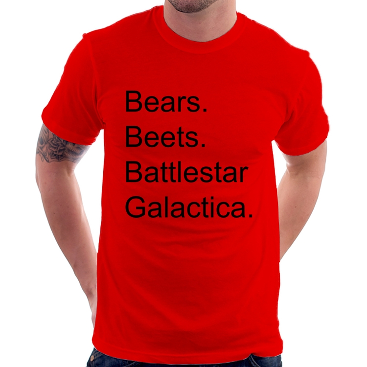 Camiseta Bears. Beets. Battlestar Galactica. - Vermelha