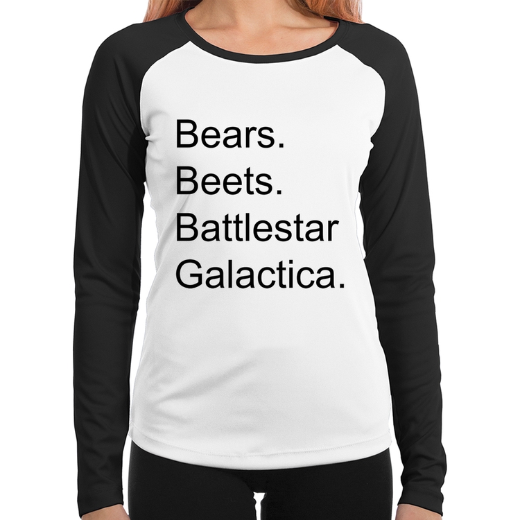 Baby Look Raglan Bears. Beets. Battlestar Galactica. Manga Longa