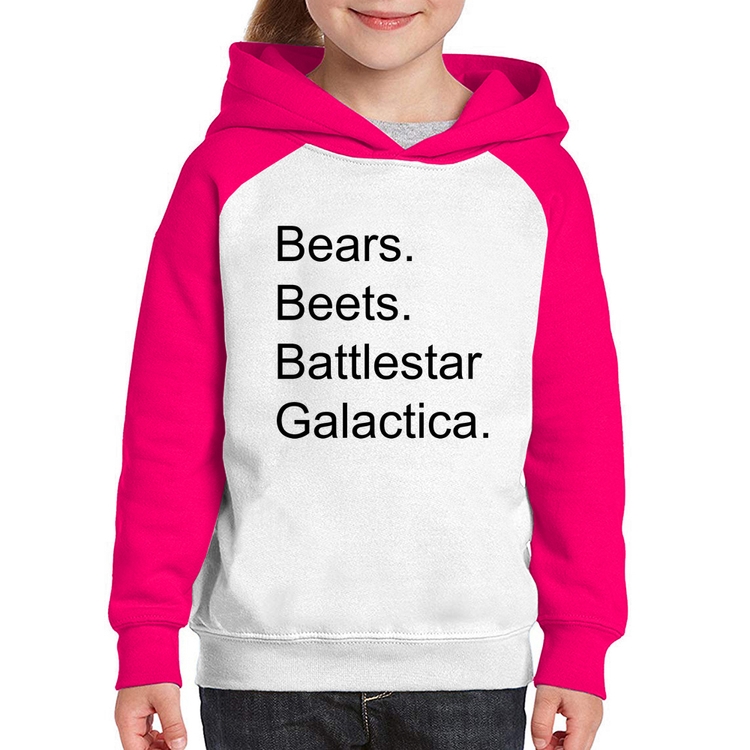 Moletom Infantil Bears. Beets. Battlestar Galactica. - Branco/Rosa