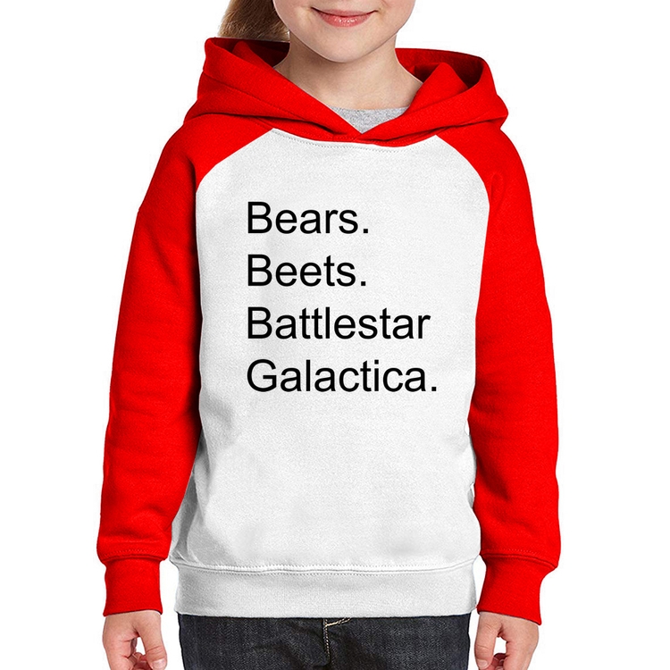 Moletom Infantil Bears. Beets. Battlestar Galactica. - Branco/Vermelho