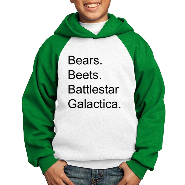 Moletom Infantil Bears. Beets. Battlestar Galactica. - Branco/Verde