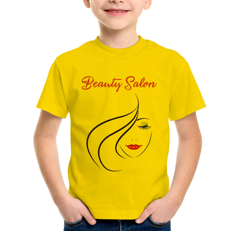 Camiseta Infantil Beauty Salon - Amarela
