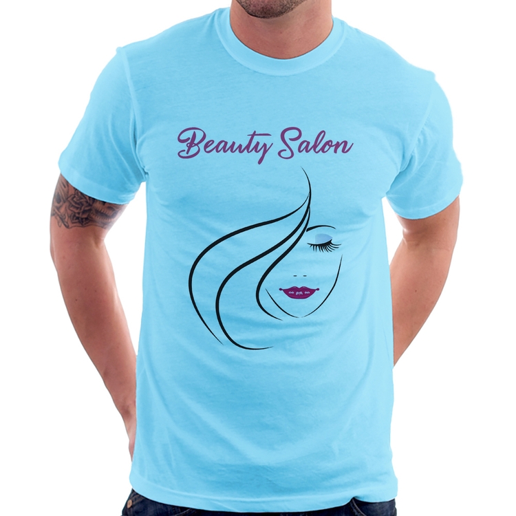 Camiseta Beauty Salon - Azul Bebê