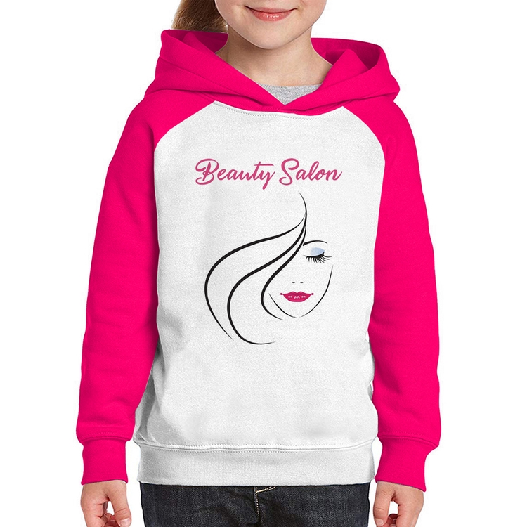 Moletom Infantil Beauty Salon - Branco/Rosa