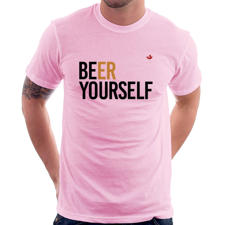 Camiseta Beer Yourself - Rosa Bebê
