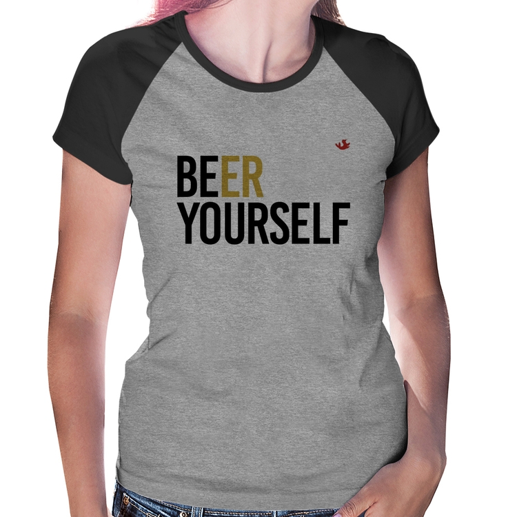 Baby Look Raglan Beer Yourself - Cinza/Preto