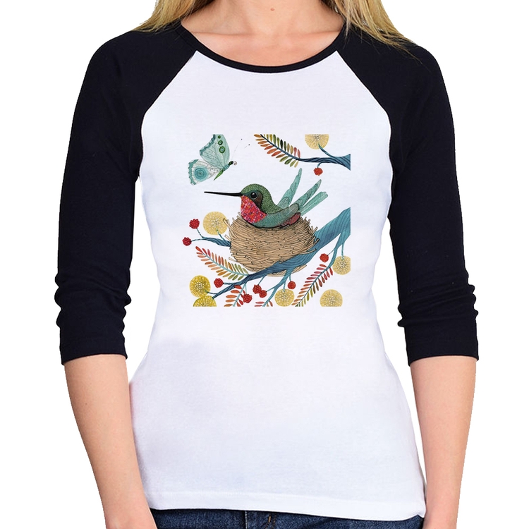 Baby Look Raglan Beija Flor No Ninho Manga 3/4