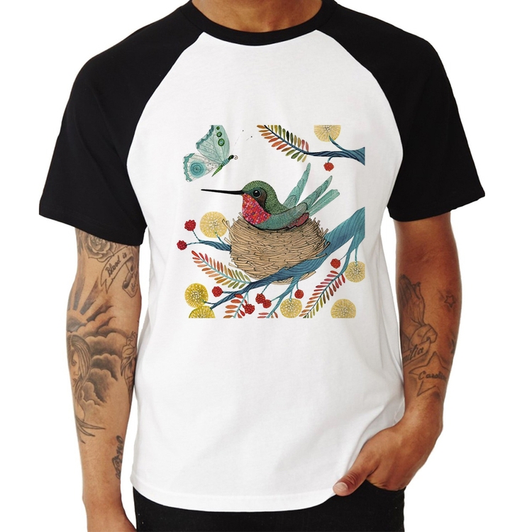 Camiseta Raglan Beija Flor No Ninho