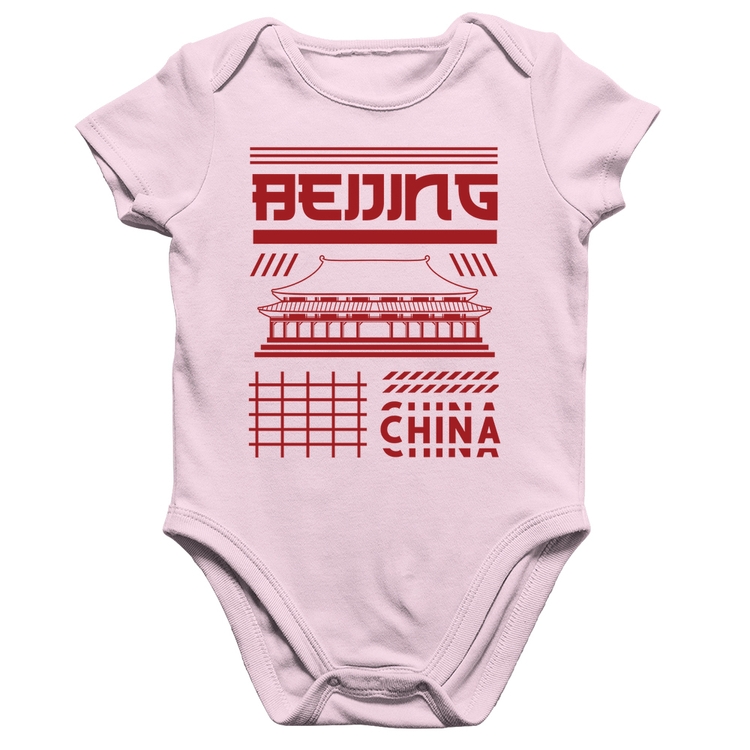 Body Bebê Algodão Pequim China  - Rosa Bebê